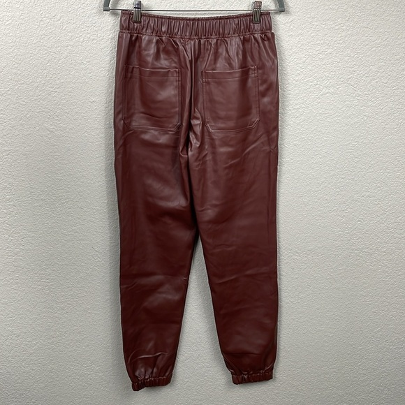 New WeWoreWhat Vegan Leather Jogger Pants Pull On Brown Sz M - Picture 6 of 13